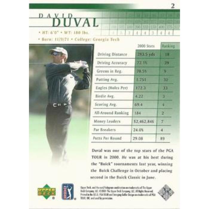David Duval (Rookie) - 2001 Upper Deck Golf #2