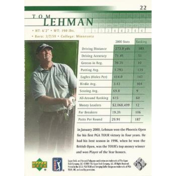 Tom Lehman - 2001 Upper Deck Golf #22