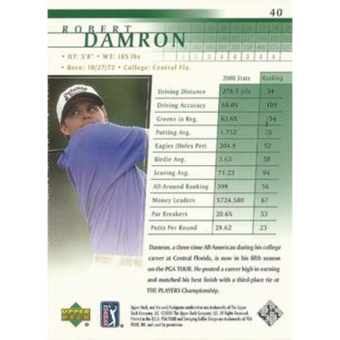 Robert Damron (Rookie) - 2001 Upper Deck Golf #40