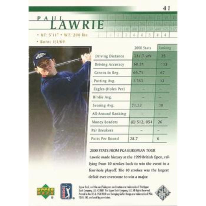 Paul Lawrie (Rookie) - 2001 Upper Deck Golf #41