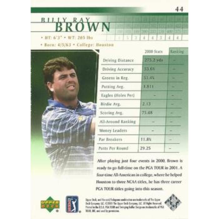 Billy Ray Brown - 2001 Upper Deck Golf #44