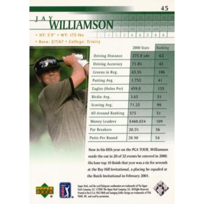 Jay Williamson (Rookie) - 2001 Upper Deck Golf #45