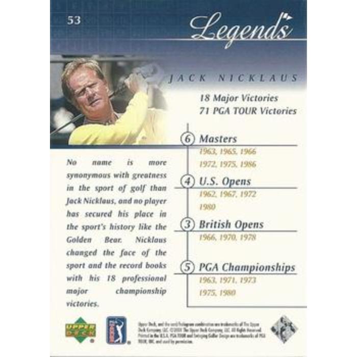 Jack Nicklaus - 2001 Upper Deck Golf #53