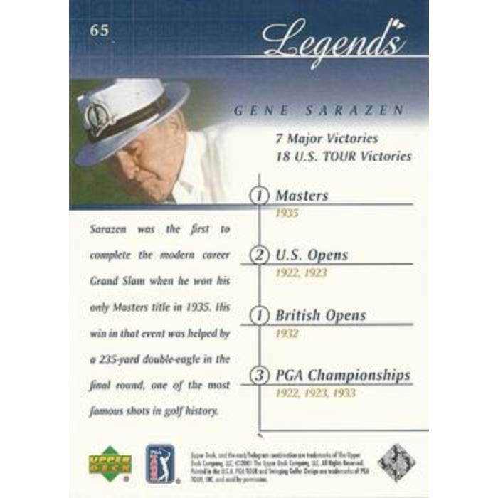 Gene Sarazen - 2001 Upper Deck Golf #65