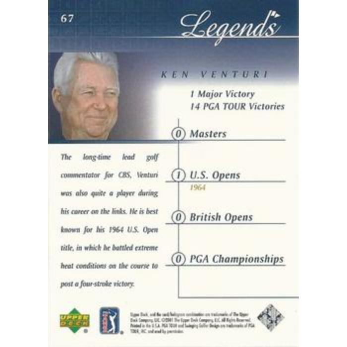 Ken Venturi (Rookie) - 2001 Upper Deck Golf #67
