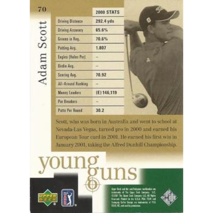 Adam Scott (Young Gun Rookie) - 2001 Upper Deck Golf #70