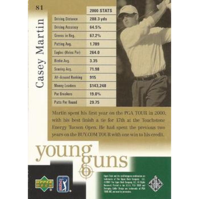 Casey Martin (Young Gun Rookie) - 2001 Upper Deck Golf #81