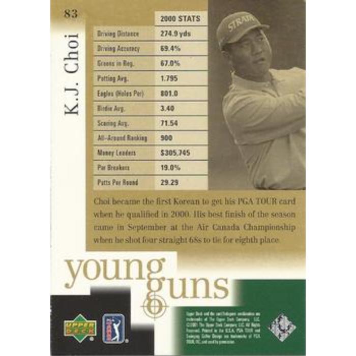 K.J. Choi (Young Gun Rookie) - 2001 Upper Deck Golf #83
