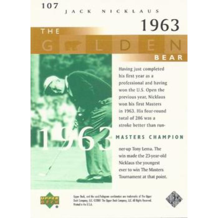 Jack Nicklaus (1963 Masters) - 2001 Upper Deck Golf #107