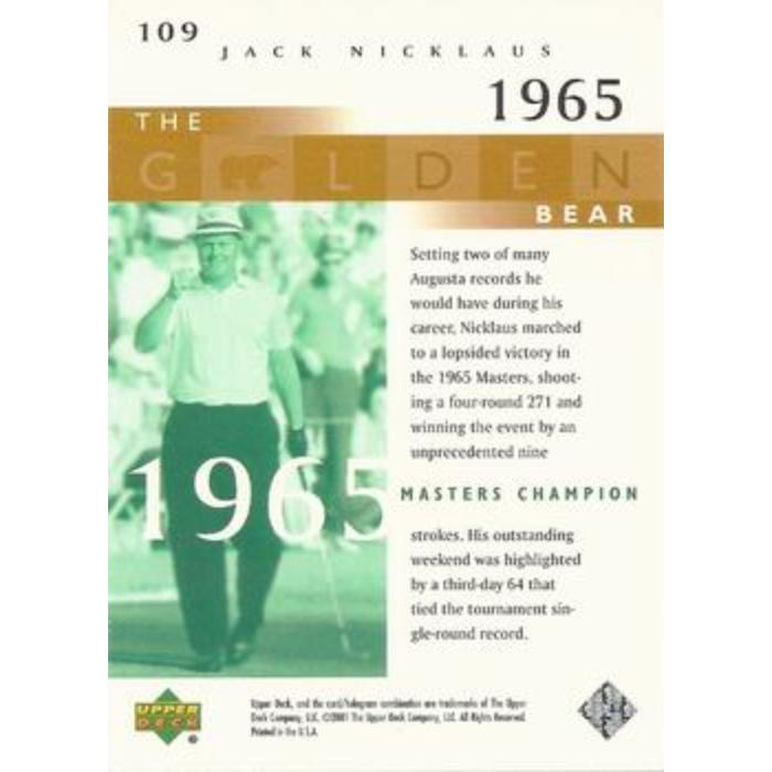 Jack Nicklaus (1965 Masters) - 2001 Upper Deck Golf #109