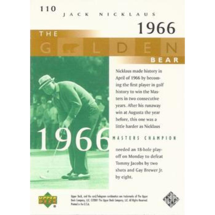 Jack Nicklaus (1966 Masters) - 2001 Upper Deck Golf #110