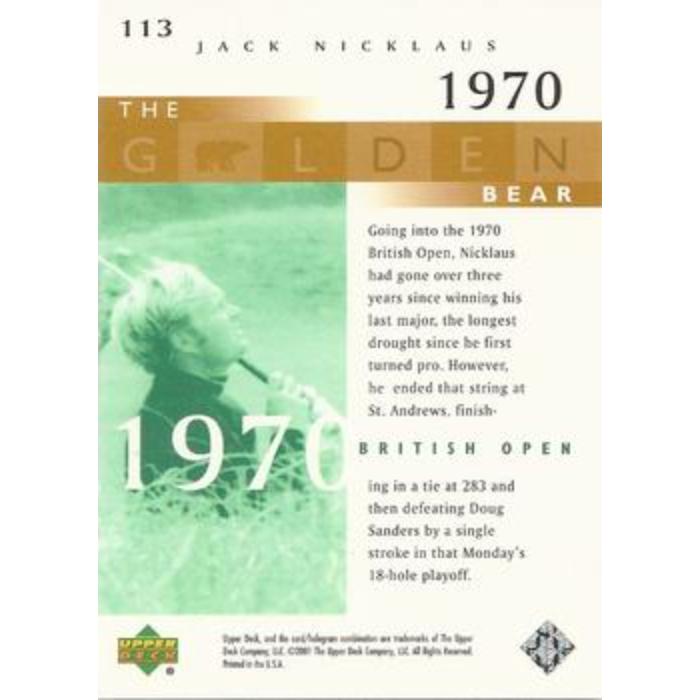 Jack Nicklaus (1970 British Open) - 2001 Upper Deck Golf #113
