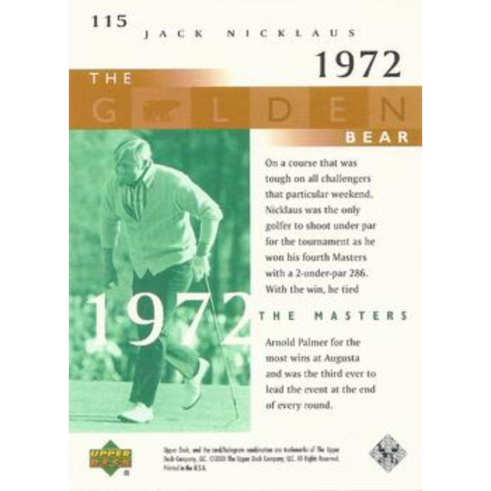 Jack Nicklaus (1972 Masters) - 2001 Upper Deck Golf #115