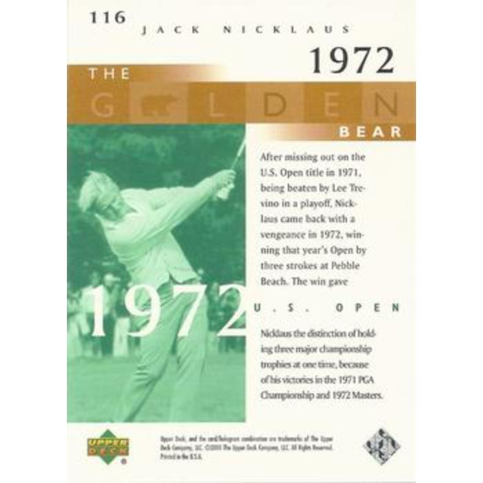 Jack Nicklaus (1972 US Open) - 2001 Upper Deck Golf #116