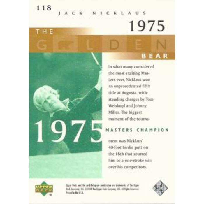 Jack Nicklaus (1975 Masters) - 2001 Upper Deck Golf #118