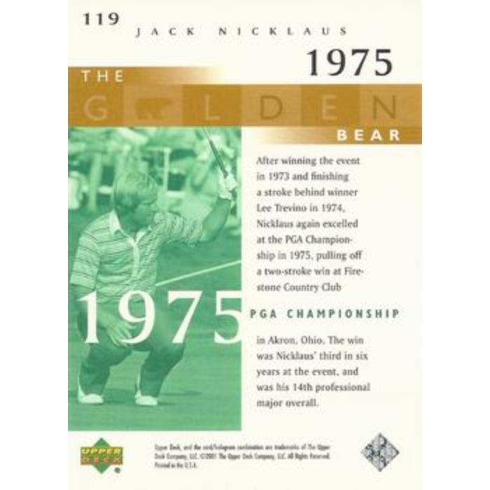 Jack Nicklaus (1975 PGA Championship) - 2001 Upper Deck Golf #119