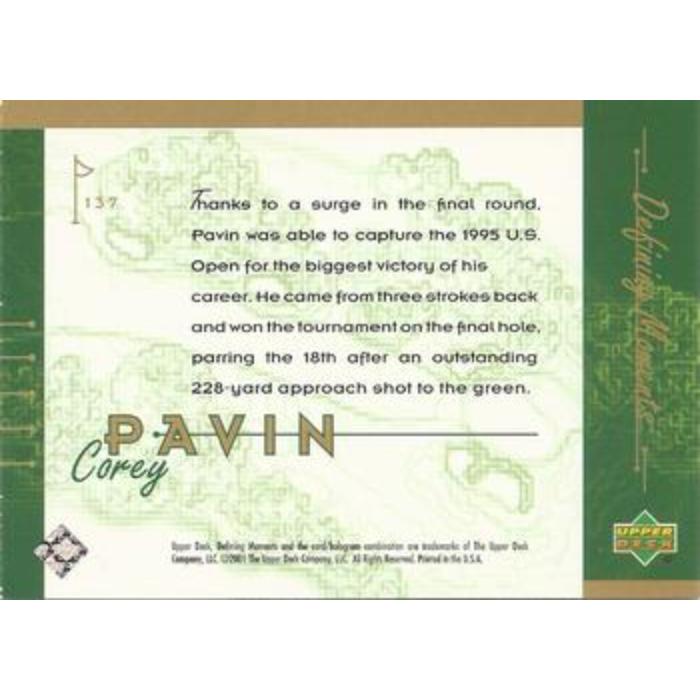 Corey Pavin (Defining Moments) - 2001 Upper Deck Golf #137
