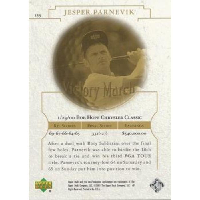 Jesper Parnevik (Victory Match) - 2001 Upper Deck Golf #153