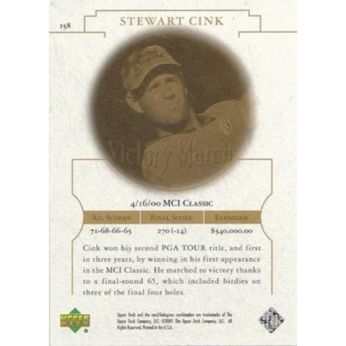 Stewart Cink (Victory Match) - 2001 Upper Deck Golf #158