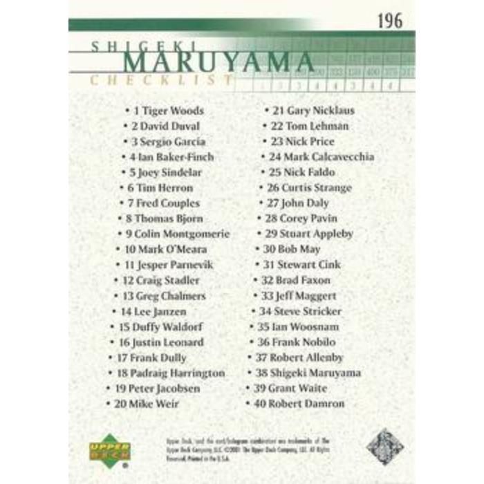 Shigeki Maruyama (Checklist) - 2001 Upper Deck Golf #196
