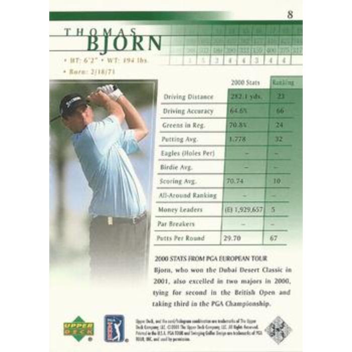 Thomas Bjorn (Rookie) - 2001 Upper Deck Golf #8