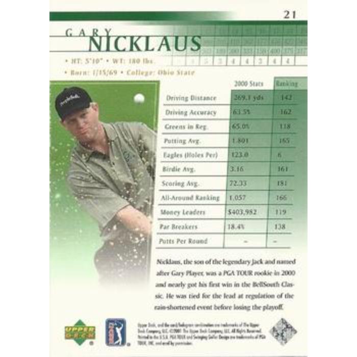 Gary Nicklaus (Rookie) - 2001 Upper Deck Golf #21