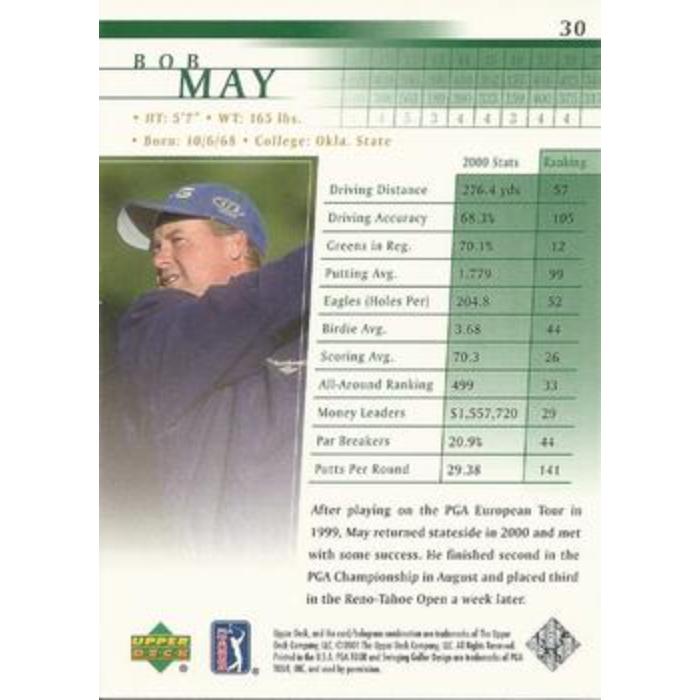 Bob May (Rookie) - 2001 Upper Deck Golf #30