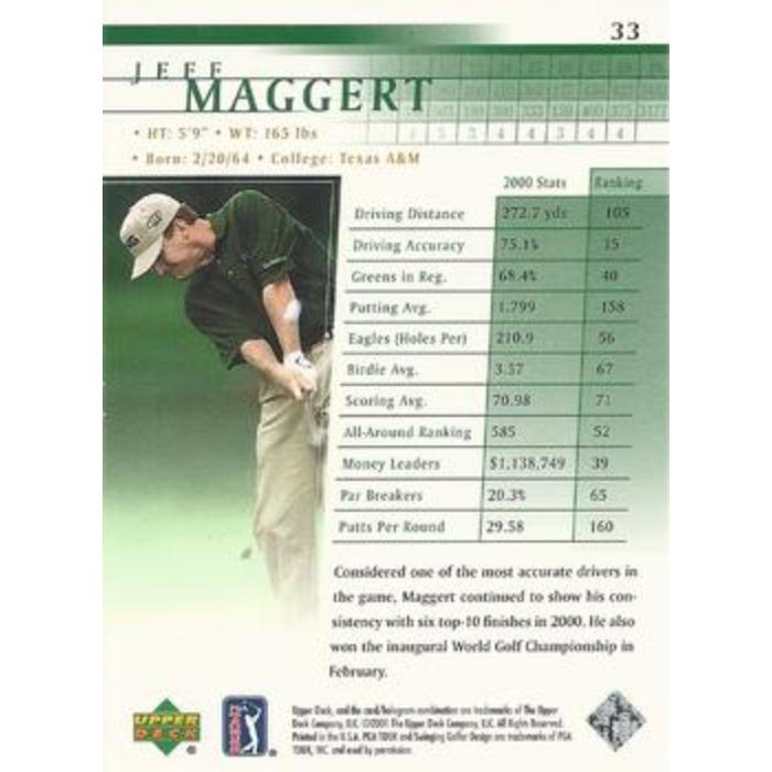 Jeff Maggert - 2001 Upper Deck Golf #33