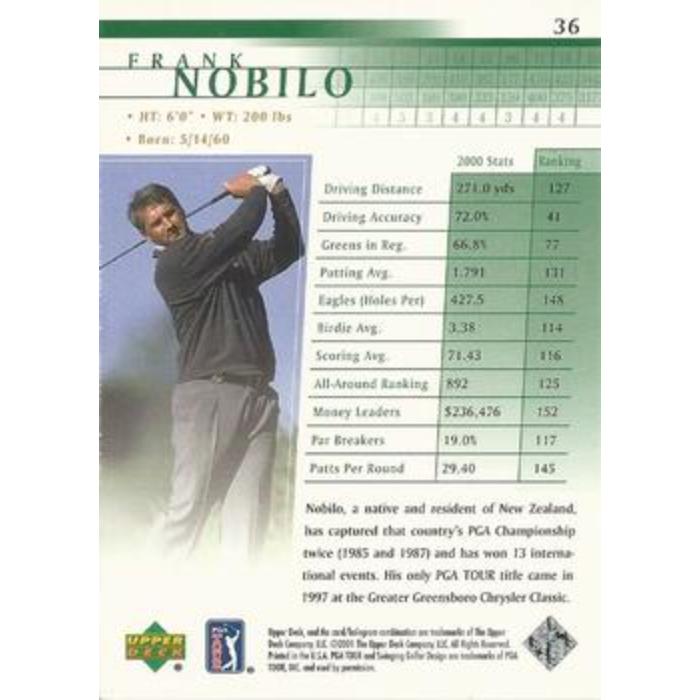 Frank Nobilo (Rookie) - 2001 Upper Deck Golf #36