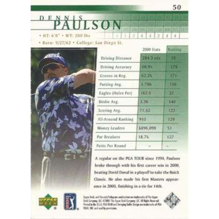 Dennis Paulson (Rookie) - 2001 Upper Deck Golf #50