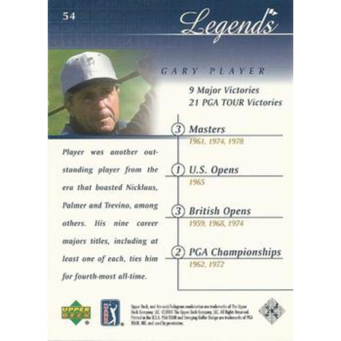 Gary Player - 2001 Upper Deck Golf #54