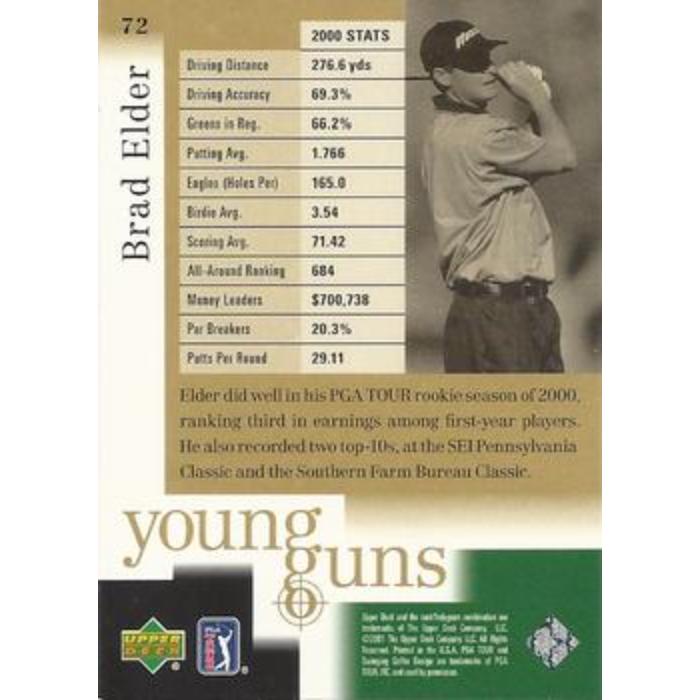 Brad Elder (Young Gun Rookie) - 2001 Upper Deck Golf #72