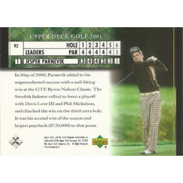 Jesper Parnevik (Leaderboard) - 2001 Upper Deck Golf #92