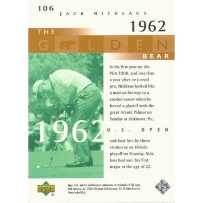 Jack Nicklaus (1962 US Open) - 2001 Upper Deck Golf #106