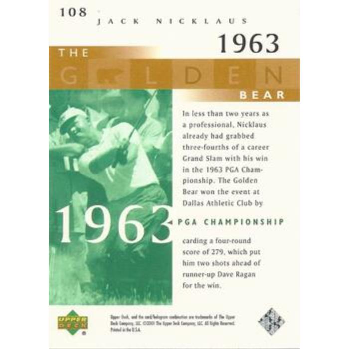 Jack Nicklaus (1963 PGA Championship) - 2001 Upper Deck Golf #108