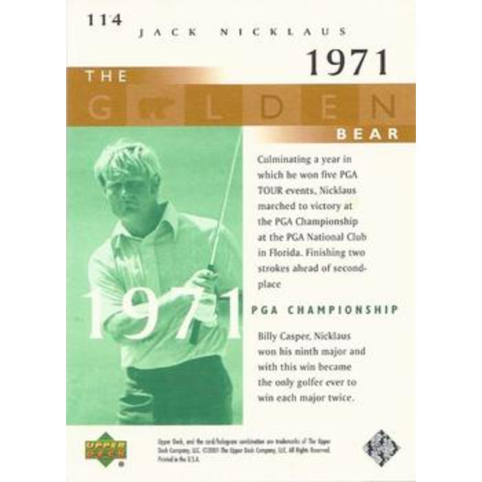 Jack Nicklaus (1971 PGA Championship) - 2001 Upper Deck Golf #114