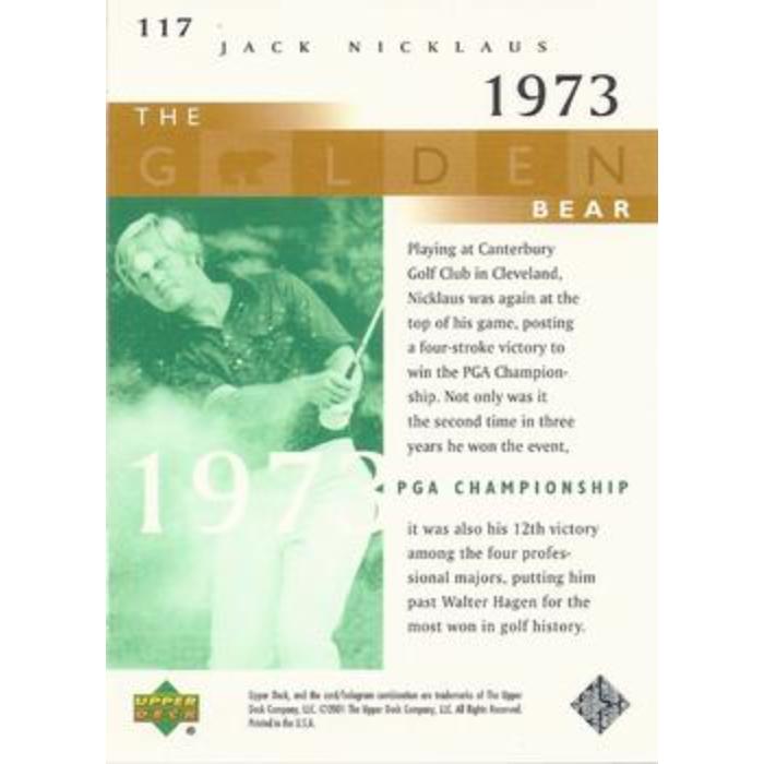 Jack Nicklaus (1973 PGA Championship) - 2001 Upper Deck Golf #117