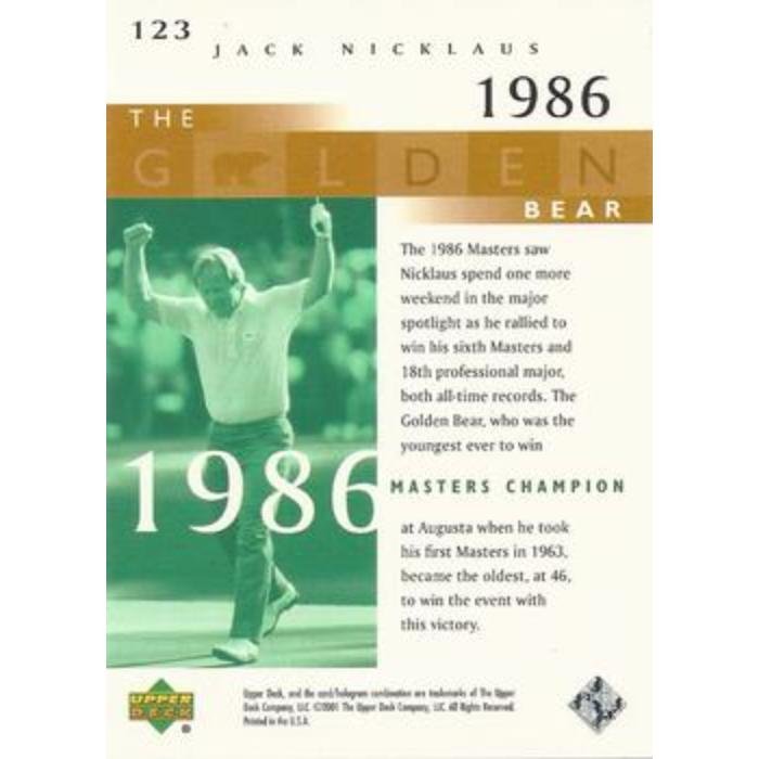 Jack Nicklaus (1986 Masters) - 2001 Upper Deck Golf #123