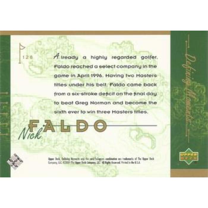 Nick Faldo (Defining Moments) - 2001 Upper Deck Golf #128