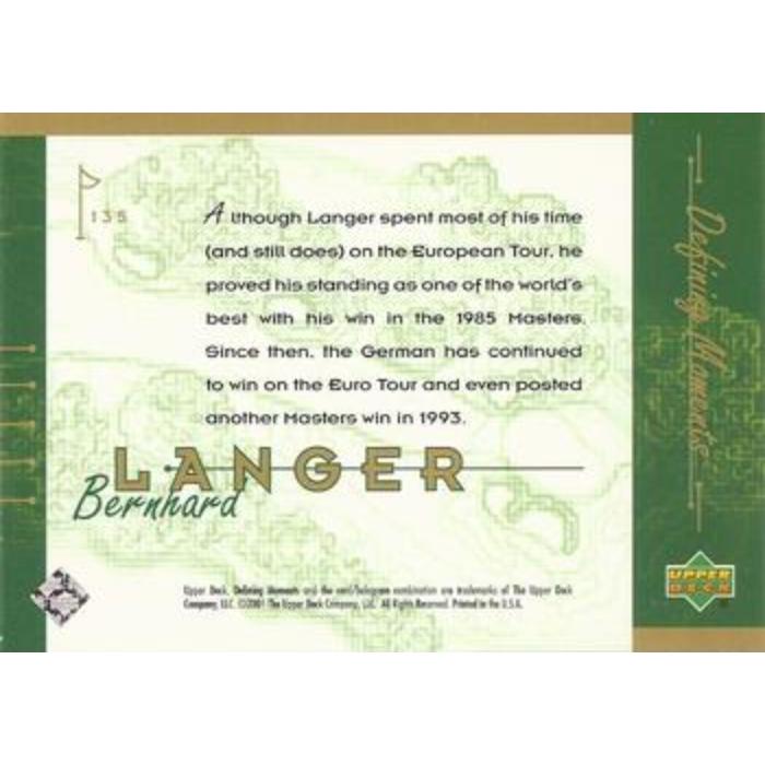 Bernhard Langer (Defining Moments) - 2001 Upper Deck Golf #135