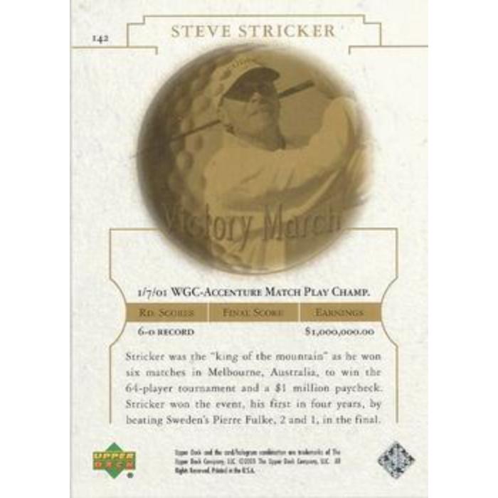 Steve Stricker (Victory Match) - 2001 Upper Deck Golf #142