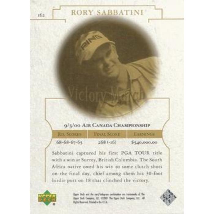 Rory Sabbatini (Victory Match) - 2001 Upper Deck Golf #162