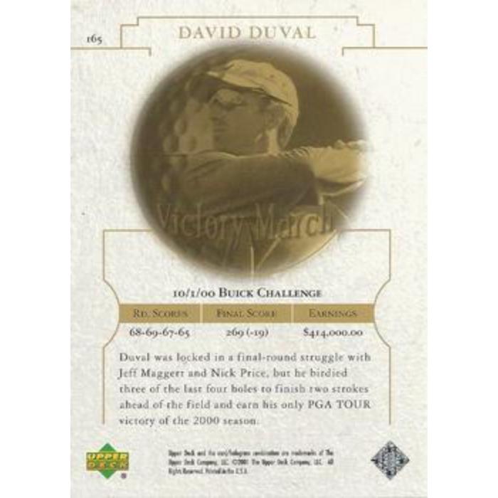 David Duval (Victory Match) - 2001 Upper Deck Golf #165