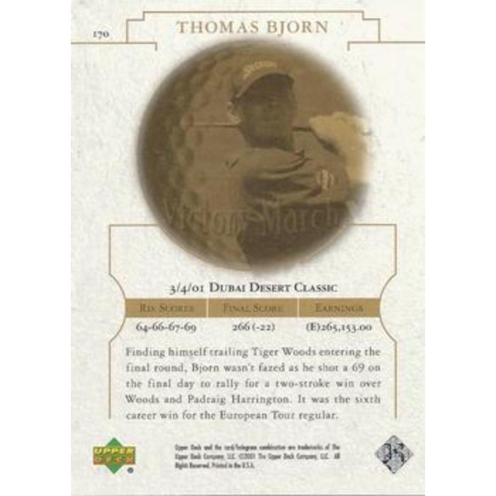 Thomas Bjorn (Victory Match) - 2001 Upper Deck Golf #170