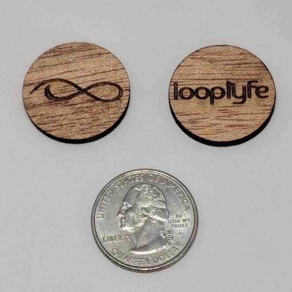 Mahogany Wood Ball Marker size comparison