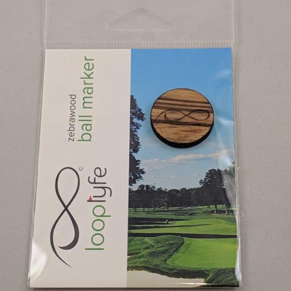 Zebrawood Ball Marker in packaging